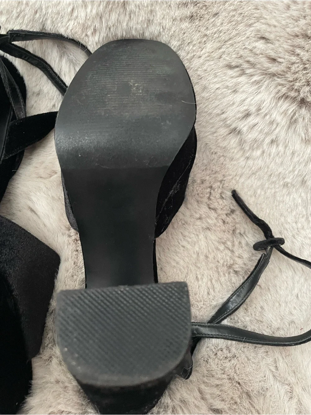 Lulu's Black Velvet Platform Block Heels with Ankle Tie size 8 to 9 worn once!